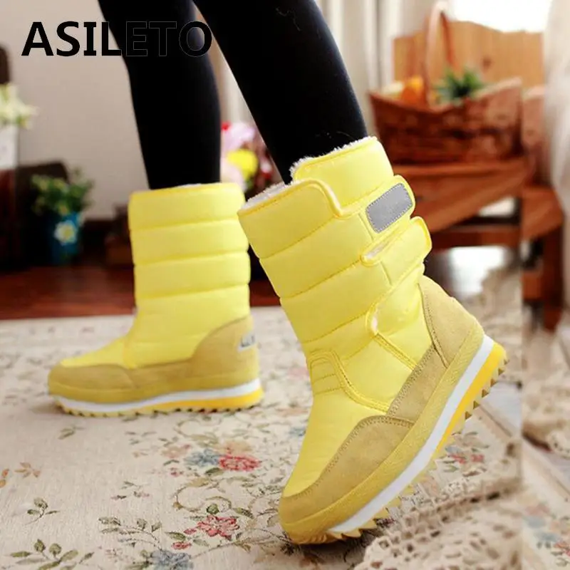 

ASILETO Women boots 2018 winter shoes plush warm slip-resistant women snow boots waterproof platform boots bota feminina S606