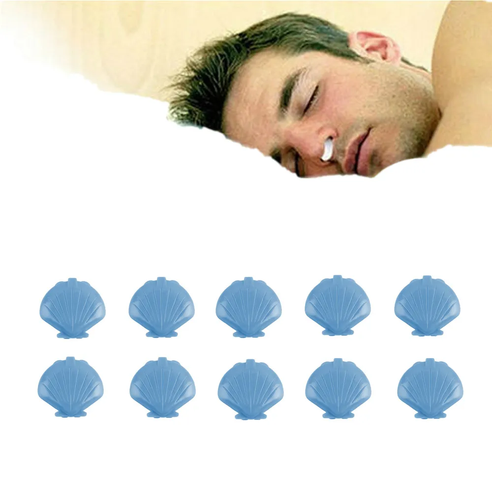 

10Pcs Hot Anti Snoring Nose Clip Soft Silicone Sleep Snore Stopper Device Shell Shape Mirror Box Sleeping Health Care
