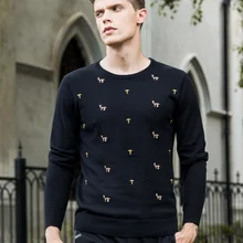 AIRGRACIAS Высокое качество Новые мужские однотонные пуловеры мужские повседневные топы с круглым вырезом и длинными рукавами Модный черный Креативный Свитер с узором