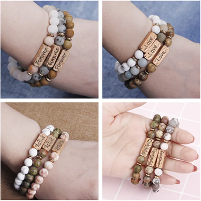 

Hot Sale New Letter Bracelet Colorful Natural Stone Beads Chakra Bracelets Handmade Wristband Bangle Of Charm Gift For Men Wome