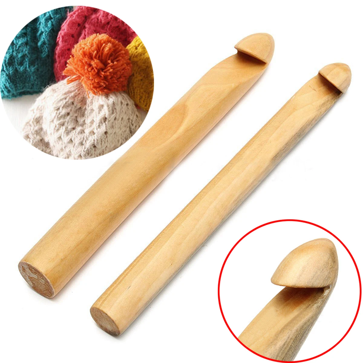 20/25mm New Bamboo Handle Crochet Hook Weave Sweater Yarn Craft Knitting Needle
