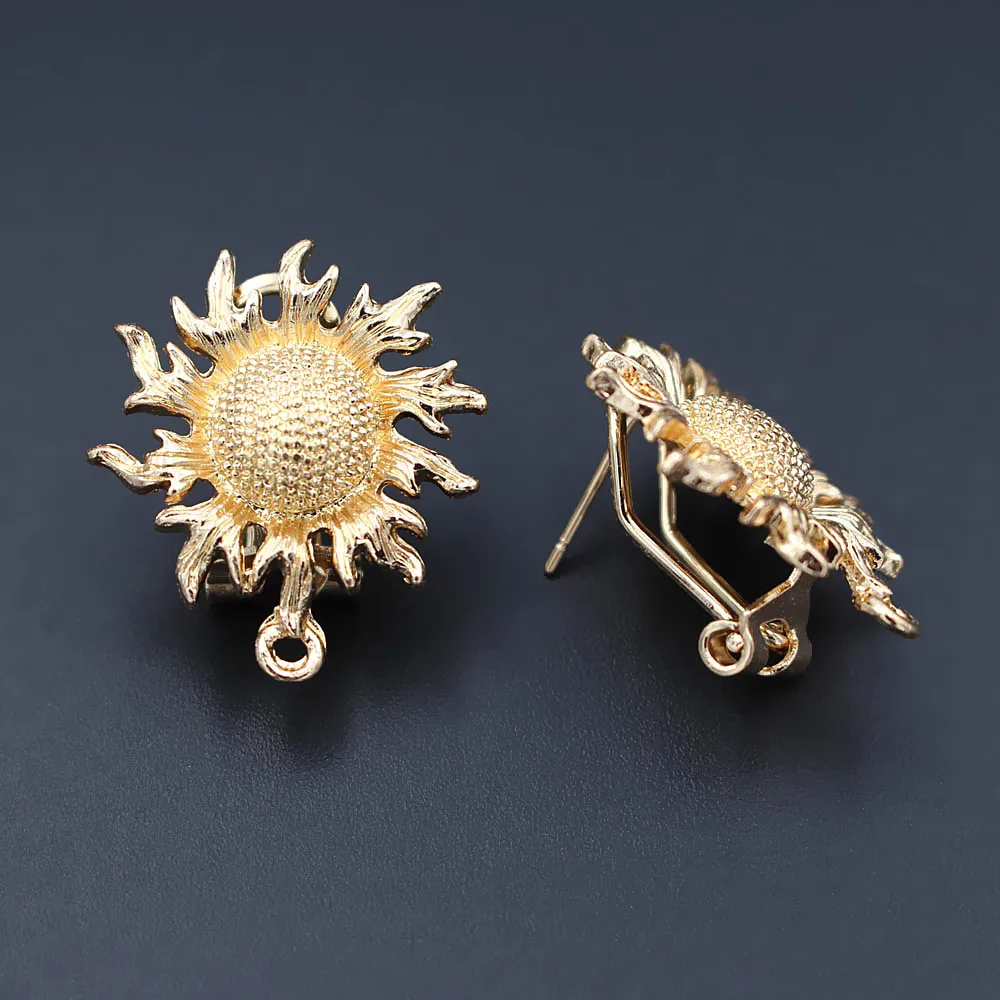 

African Earrings Post Loop Connectors Filigree Sun Shape Chile Dubai Women Wedding Ear Clip Clasps Earring Findings DIY Jewelry