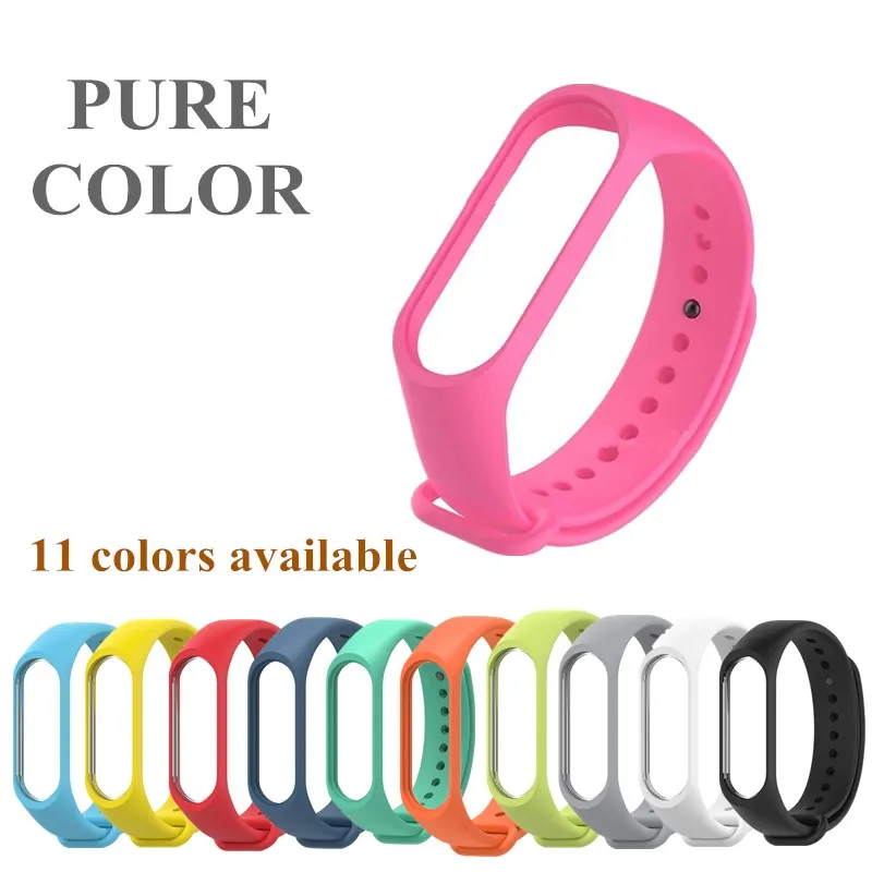 Mi Band 4 3 Sports Dual Pure Color Silicone Wrist Band Strap for xiaomi mi band 4 3 Replacement bracelet Miband 4 3 Straps