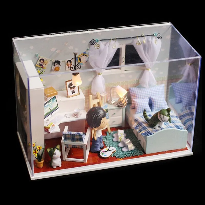 

Diy Doll House Wooden Houses Miniature Dollhouse Furniture Kit Room Led Lights Gift Home Decoration Crafts
