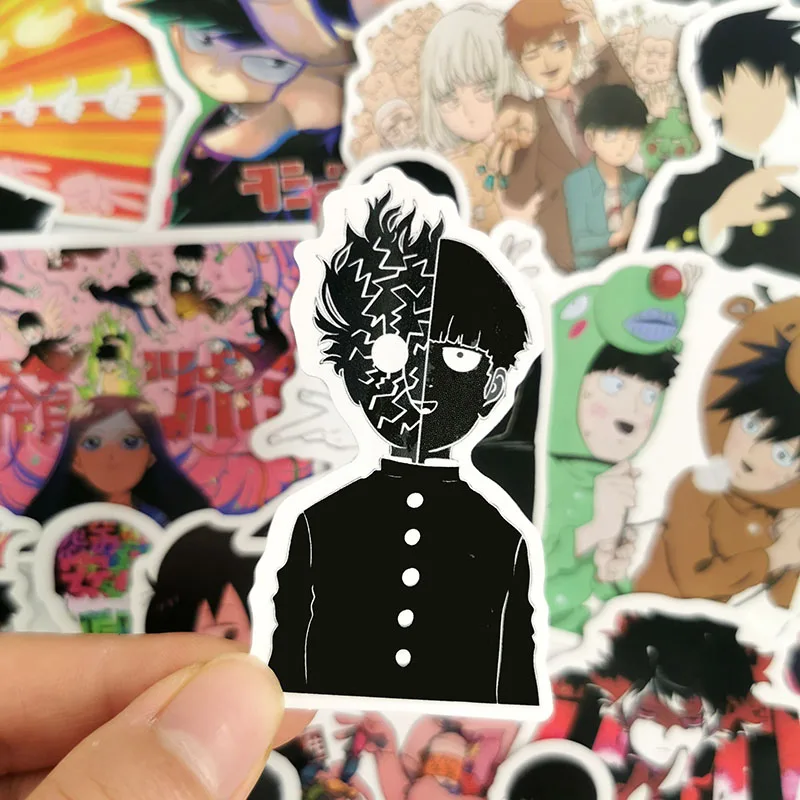 Новинка, 50 шт./лот, аниме Mob Psycho 100, ПВХ, водонепроницаемая наклейка s для сноуборда, багажа, скейтборда, автомобиля, холодильника, ноутбука, наклейка