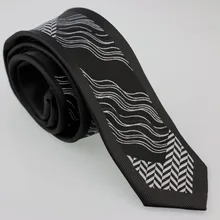 YIBEI Coachella Для мужчин узкие галстуки дизайн; ручная работа; черные сапоги из натуральной кожи с трикотажный галстук серебристого цвета в волнистую полоску из микрофибры Галстуки тонкий