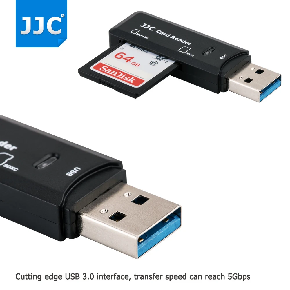 JJC камера считыватель карт памяти адаптер 5 Гбит/с USB 3,0 SD/Micro SD/TF/SDHC/SDXC ридеры для Win98/ME/2000/XP/WIN7/Mac OS