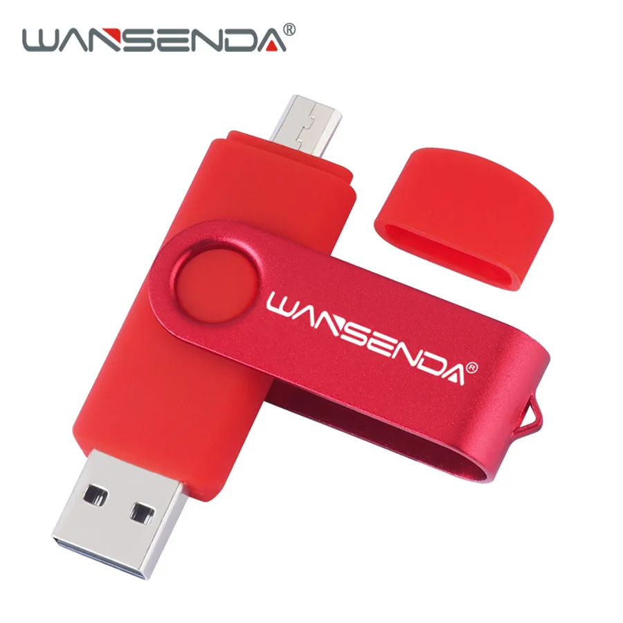 USB флеш-накопитель WANSENDA OTG, 128 ГБ, флеш-накопитель, 8 ГБ, 16 ГБ, 32 ГБ, 64 ГБ, 256 ГБ, флеш-накопитель, 2 в 1, Micro Usb накопитель для Android/PC - Цвет: Красный