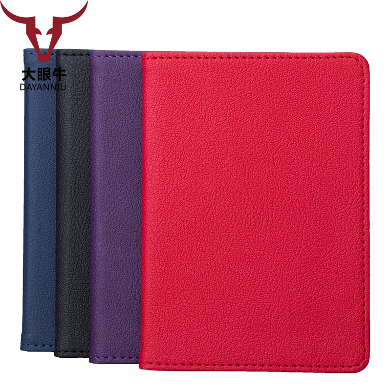 PU Leather passport holder with card slot solid simple color travel