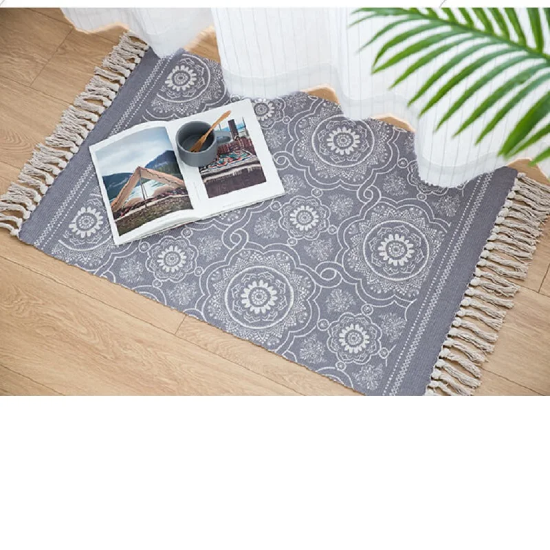 Günstig Mittelmeer Boho Retro Teppich Für Sofa Wohnzimmer Fenster Teppich Quasten Manuelle Woven Gedruckt Matten 60x90 cm Bettdecke wandteppich