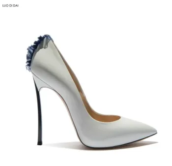 

2019 New arrival women basic pumps thin heel party shoes black leather pumps point toe sexy tassel high heels wedding shoes