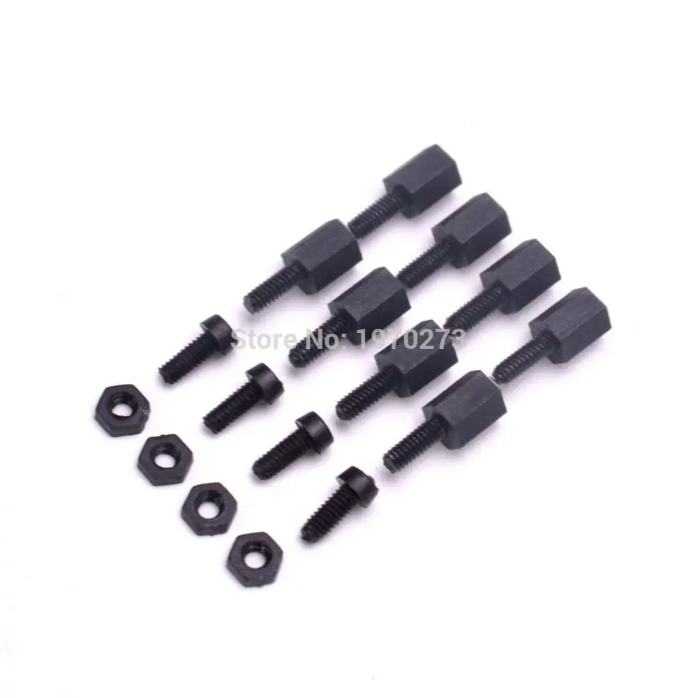 

M2 Nylon Black Screw Nut Thread Spacers Plastic Screws Mounting Hardware Fixing Screws for Mini Flytower F3 F4 Flight Controller