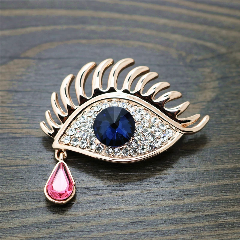 OneckOha Fashion Jewelry Brooch Rhinestone Evil Eye Brooch Pin Daggle