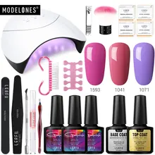 Modelones 36 Вт Светодиодная лампа набор инструментов для дизайна ногтей умный датчик УФ лампа Сушилка для ногтей Полупостоянный Гель-лак основа верхнее покрытие наборы для дизайна ногтей