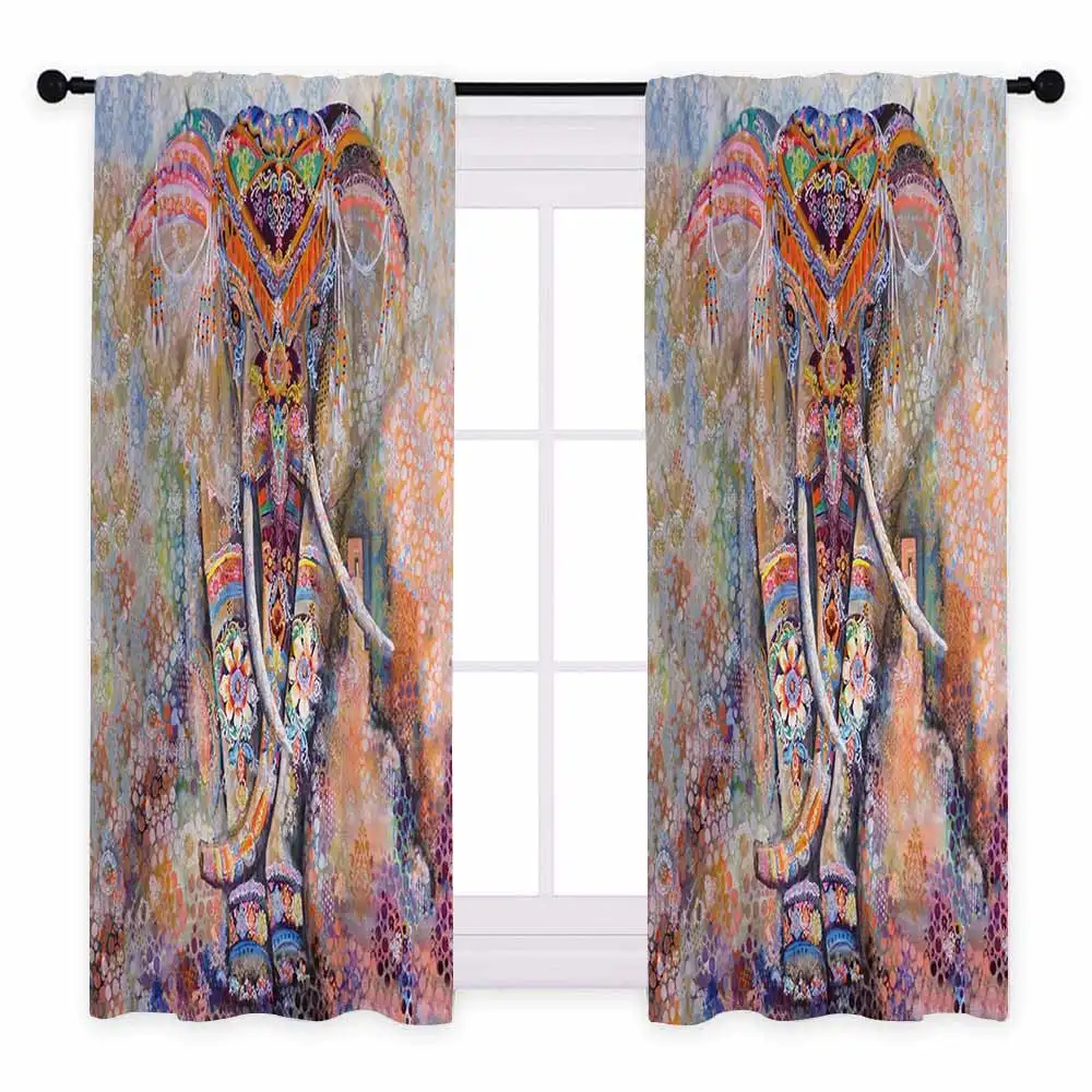 Style C - 2pcs Miracille Индийский Слон занавески s Тепловая Изолированная занавеска s затемненная занавеска драпировка для гостиной спальни окна домашний декор - Цвет: Style C - 2pcs