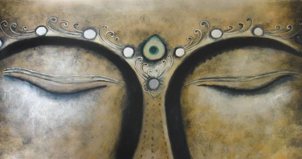 

100%Handmade Holy Buddha Oil Painting 40x16.NOT a poster