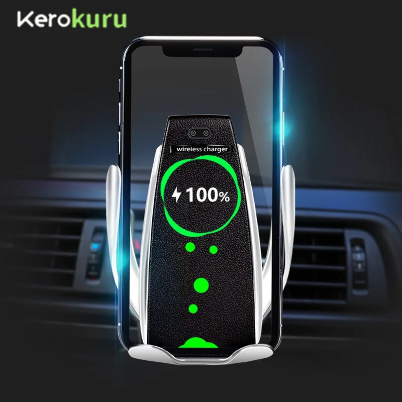 

Kerokuru Infrared Automatic 10W QI Wireless Car Charger Holder for iPhone X XS 8 Plus Huawei Xiaomi Samsung Galaxy S8 S9 S10