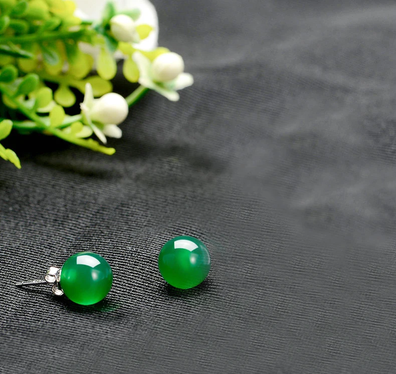 LMNZB натуральный 8 мм с зелёными камнями клипсы с камнем Серьги 925 пробы ювелирные изделия из серебра Круглый Кристалл из опала в виде капель с кристаллами в форме Для женщин LE011