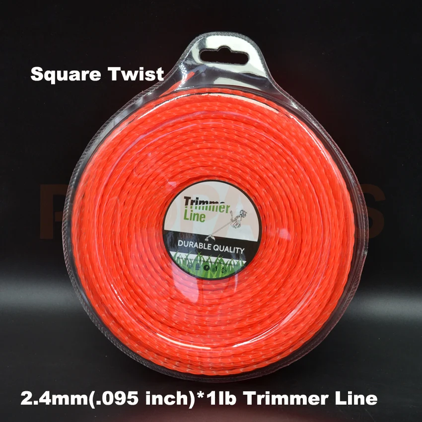 

2.4mm 0.095" X 1LB Twist Square Brush Cutter Strimmer Trimmer Nylon Line Wire
