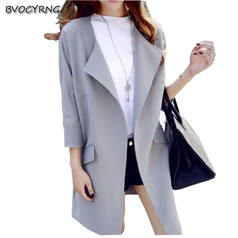 Long Printemps Grands Chantiers Moyen De gray Q510 Black 2017 orange Dernière Slim Gamme Pure Couleur Lâche Mode Automne Manteau Rond Col Haut Femmes TwawXnq5