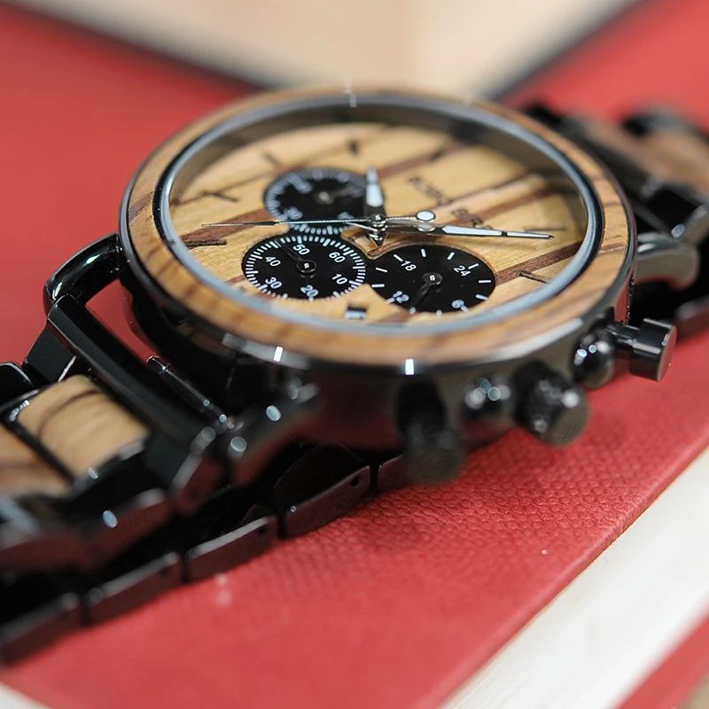 Zegarek męski drewniany na bransolecie Bobo Bird Logos 9 Zegarek drewniany Bobo Bird Logos 8