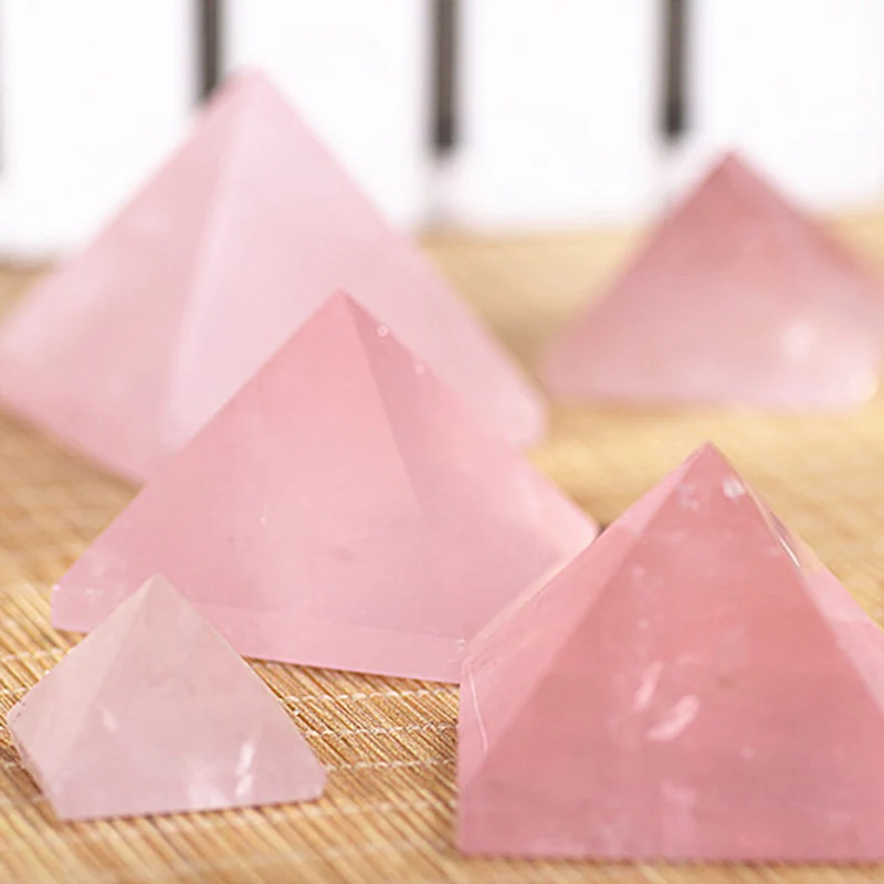DIY 20-40mm Natural Rose Quartz Pyramid Stone Crystal Feng Shui Healing Specimens
