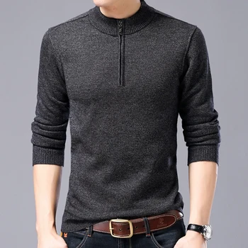 

Zipper Pullover Sweater Men 2018 Casual Winter Thick Warm Knitted Sweaters Men's Solid Slim Fleece Knitwear Plus Size 3XL