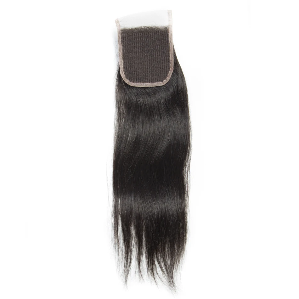Современные показать прямые волосы remy бесплатная часть синтетическое закрытие шнурка волос 100% натуральные волосы натуральный цвет 1B