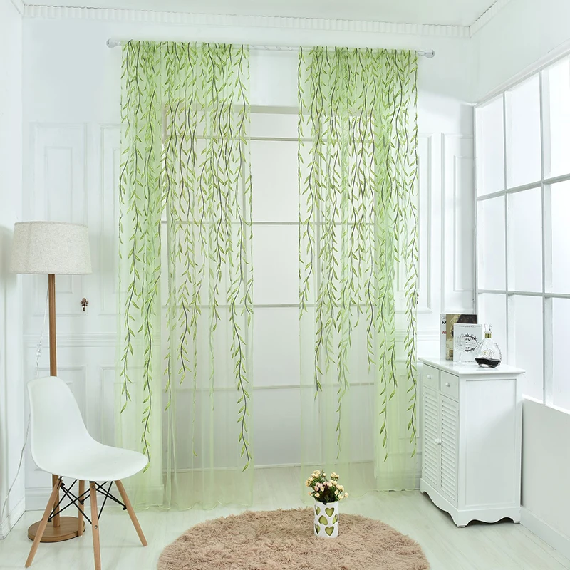 Chic Room Willow Pattern Voile Window Curtain Sheer Panel Drapes Scarfs Door Curtain 1M*2M Curtains Chic Room Willow Pattern Voile Window Curtain Sheer Panel Drapes Scarfs Door Curtain 1M*2M Curtains