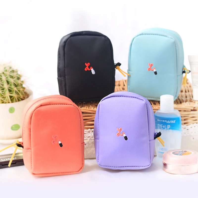 

2017 PU Leather Mini Adorable Cylinder Waterproof Cosmetic Bag Women Lady Make up Bag Portalbe Lipstick Bag Small Storage Bag