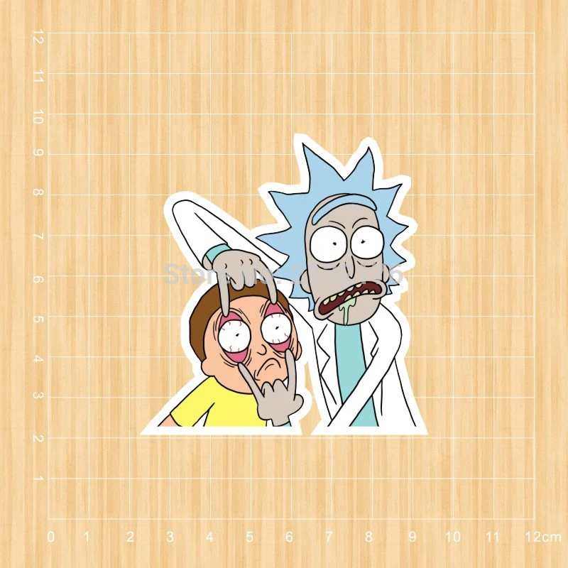 

Western animation doodle rick and morty Notebook refrigerator skateboard trolley case backpack Tables book PVC Car sticker