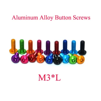 

10PCS M3 Screw Aluminum Button Screw Hex Socket Half Round head Screws Bolts Anodized for DIY Making Black/Dark red/orange/blue