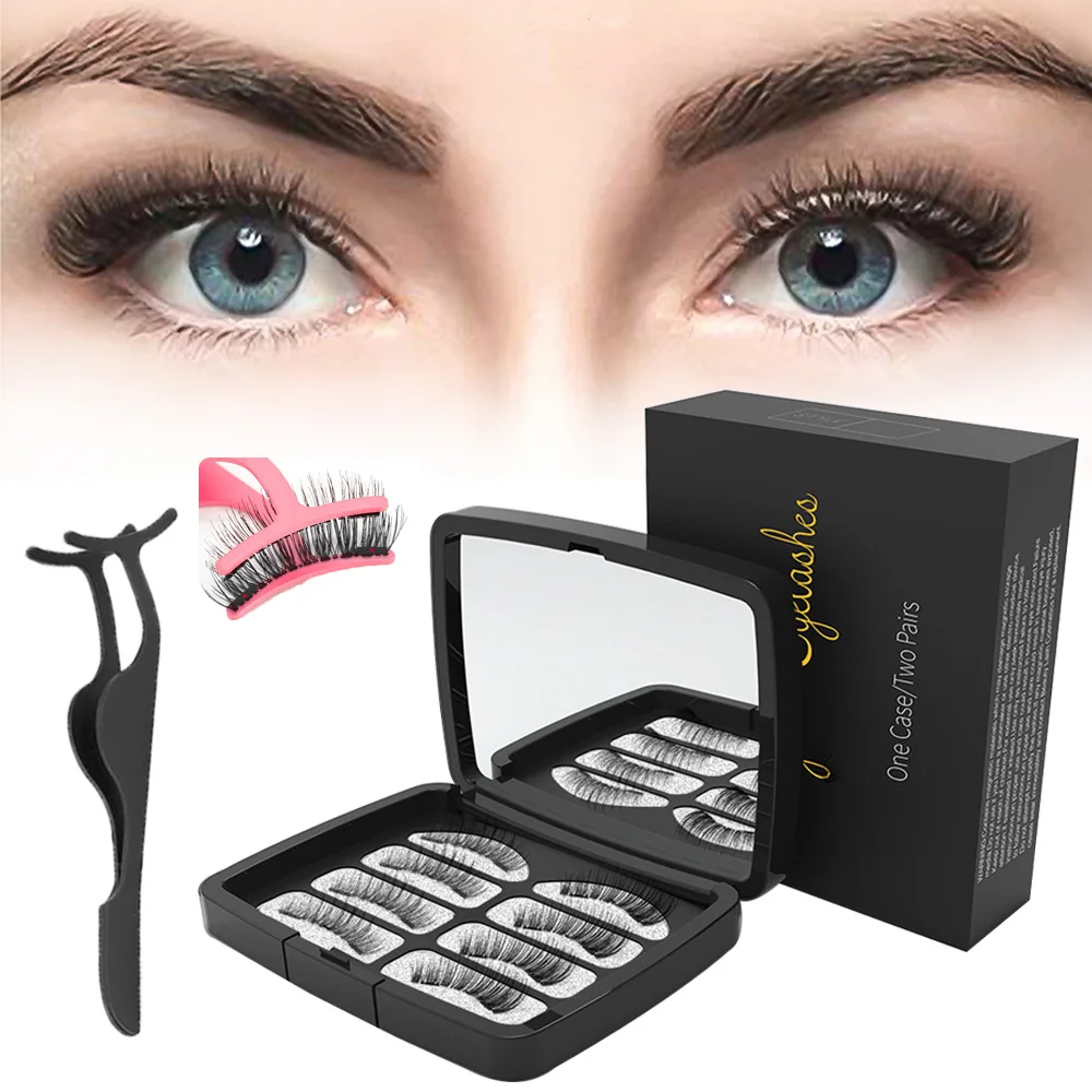 

8PCS Magnetic Eyelashes with Mirror Acrylic Box MIX 2/3 Magnets False Eyelashes Tweezer Makeup Magnetic Eye Lashes Extension Set