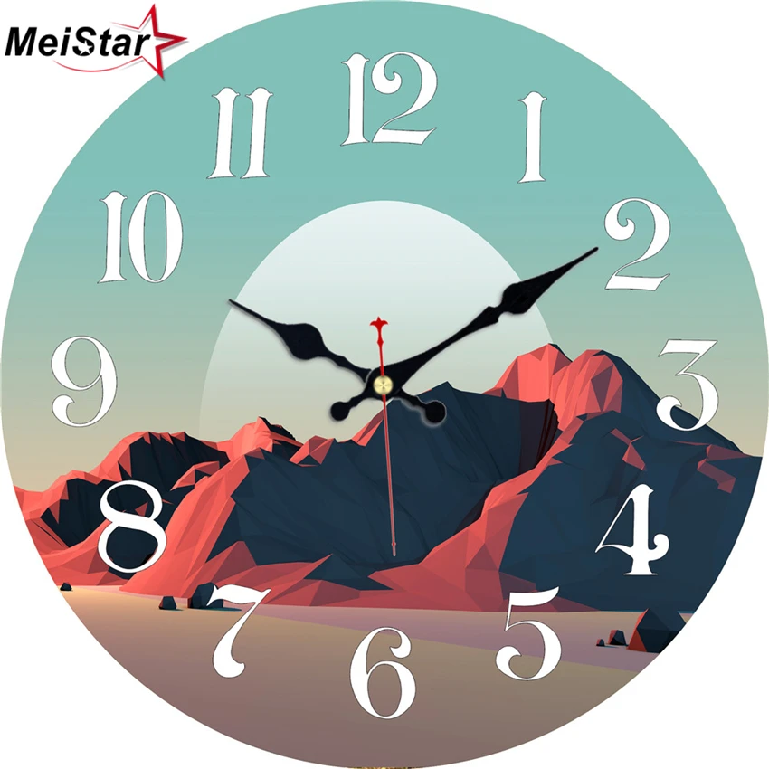 

MEISTAR 3 Patterns Active Volcano Design Round Clock Decoration Silent Study Children's Room Home Decor Large Wall Clocks 2018