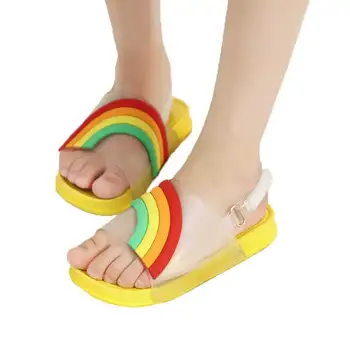 

Boys Sandals 2019 Summer Kids Rainbow Beach Shoes Toddler Sandal Girls Pinkycolor Sandals Non Slip Children Shoes Green #18