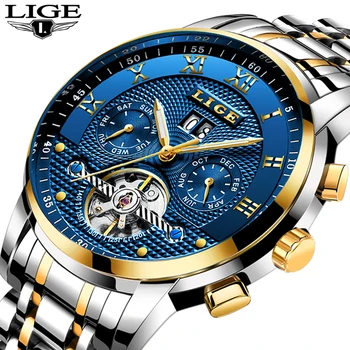 

LIGE Top Brand Luxury Mens Automatic Mechanical Watch Men fashion Full Steel Business Waterproof Sport Watches Relogio Masculino