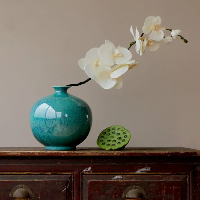 Modern Home Decor Ceramic Tabletop Flower Vase Color Glaze Pomegranate Shape Porcelain Decoration Vases 2