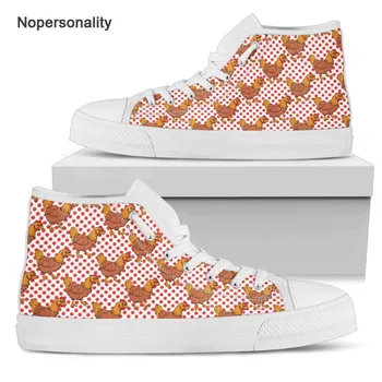 

Nopersonality Polka Dots Chicken Print Vulcanize Shoes for Women Fashionable Ankle Canvas Shoes Personalized Male Sneakers Plus