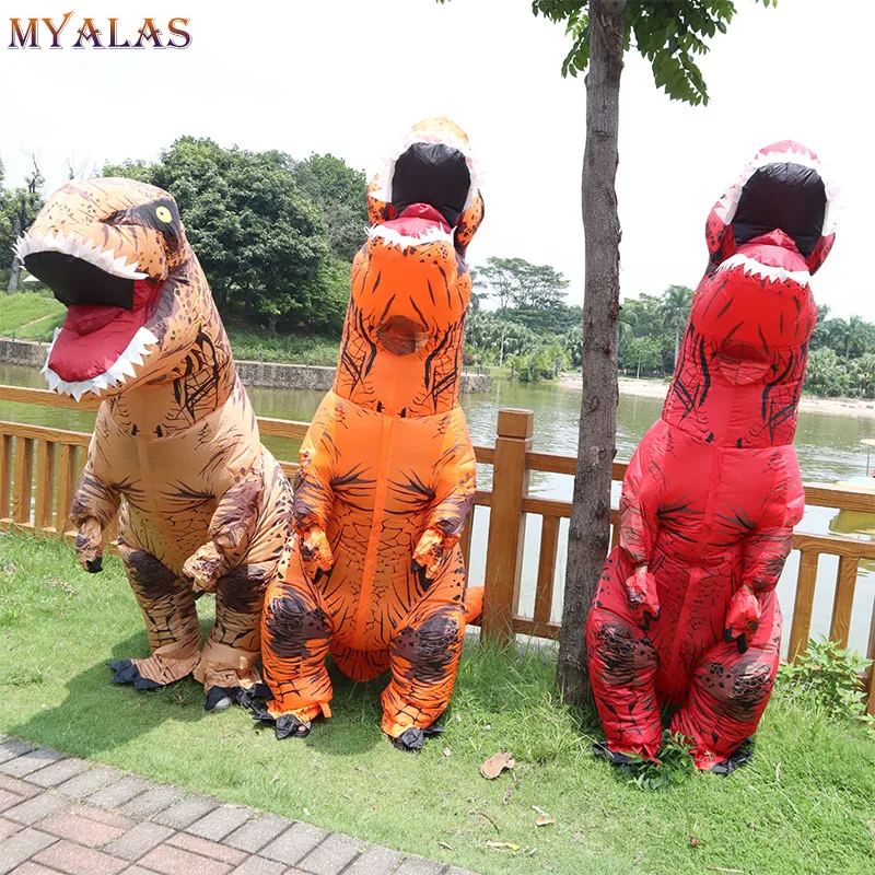 

Inflatable Costume Adult Kids Dinosaur T REX Costumes Blow Up Fancy Dress Mascot Cosplay Costume For Men Women Dino Cartoon