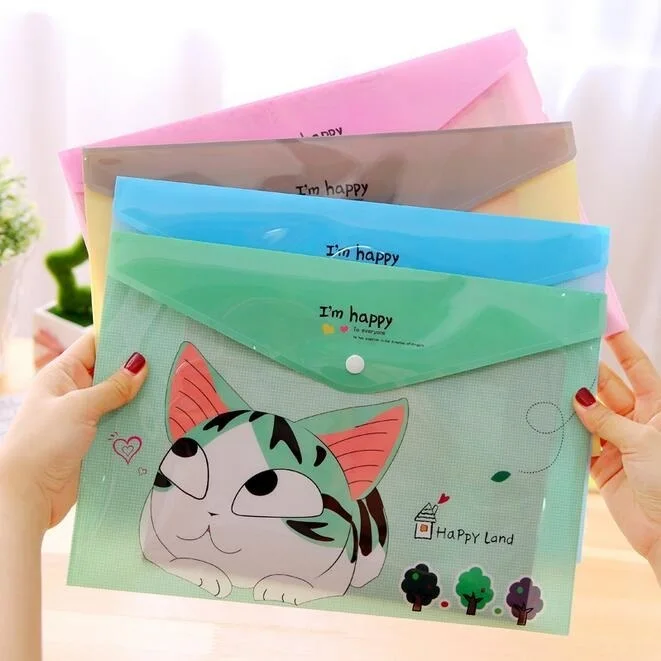 24 шт./лот 335*230 мм Kawaii Happy Cat A4 файл сумка ПВХ Водонепроницаемый Filebag мешок документа DIY канцелярские сумка Офис Школьные принадлежности