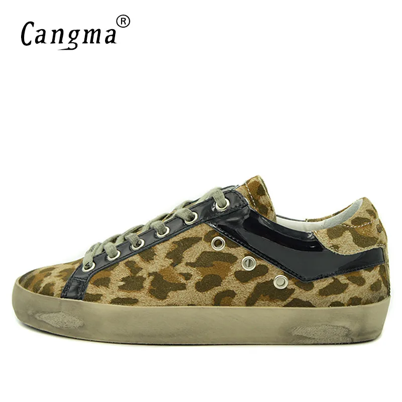CANGMA леопардовые кроссовки Мужская Дизайнерская обувь натуральная кожа конский волос повседневная мужская обувь ручной работы Мужская удобная обувь