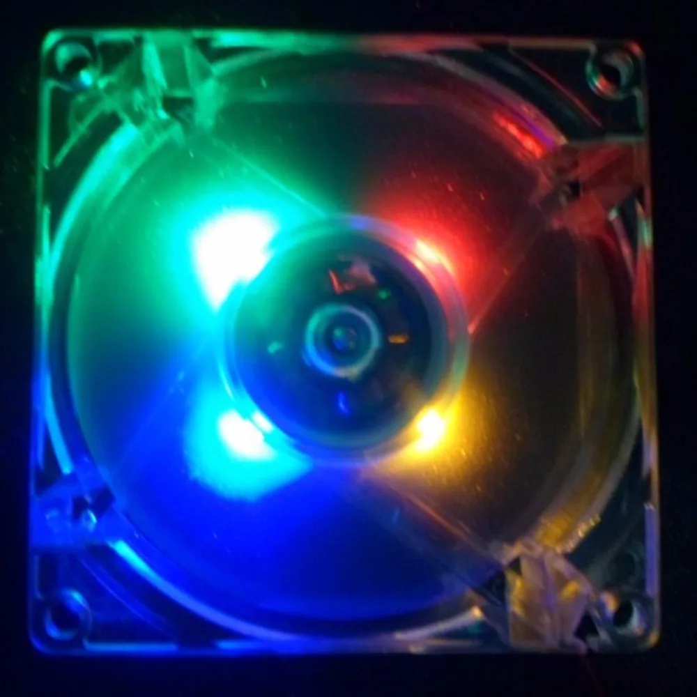 12V 0.20A 80x80x25mm Компьютерный Вентилятор 4 LED бесшумный корпус компьютера охлаждающий