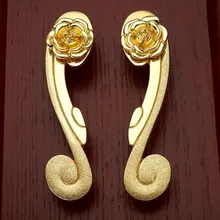 Fashion deluxe creative 22k gold modern furniture handle 96mm gold Everything goes well drawer cabinet dresser door handle pull