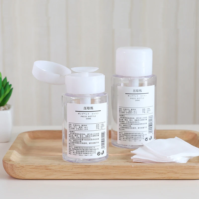 12pcs 100ml Portable Press Empty Refillable Bottle Emulsion Liquid Alcohol Pump Gel Nail Polish Cleaner Cleansing Oil Dispenser
