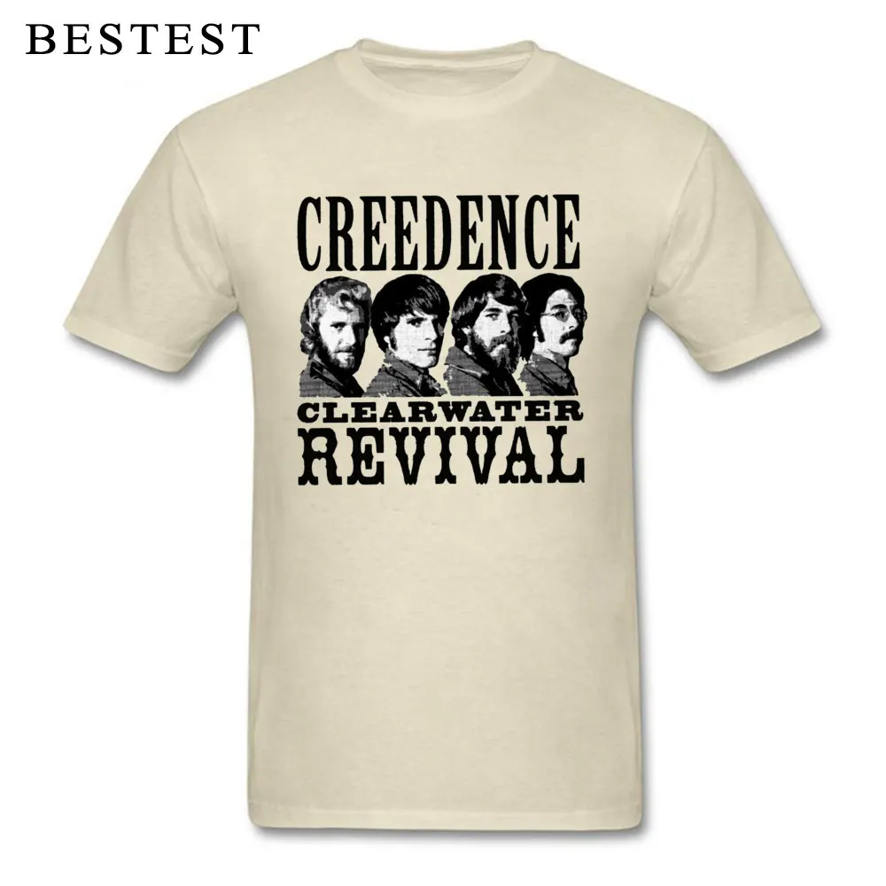 2018 Discount Men T Shirt Creedence clearwater revival 2215 Tops & Tees 100% Cotton Round Collar T-shirts Fitness Tight Creedence clearwater revival 2215 beige
