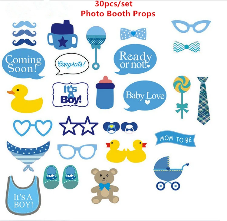 30 Pcs Ensemble Bebe Douche Photo Booth Props Photobooth Garcon Fille Bebe Douche 1er Anniversaire Fun Masques Parti Decoration Centres Aliexpress