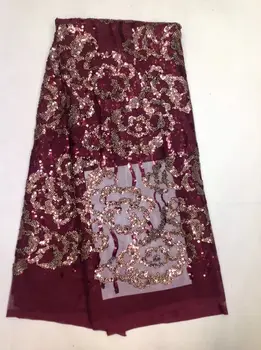 

African French Net Lace CGL-110212 with Sequins African Embroidered Tulle Lace Fabric 5 color French Guipure Lace Fabric