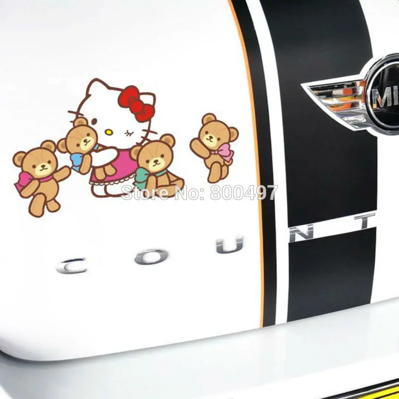 Lovely Car covers Hello Kitty With Bears Car Body Stickers Decal for