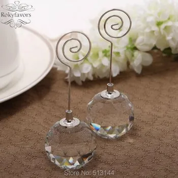 

Free Shipping 10PCS Quality Crystal Ball Place Card Holder Wedding Favors Card Holder Party Decoration Supplies