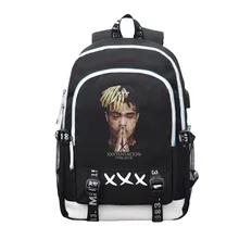USB детский удобный рюкзак для путешествий, сумка для девочек и мальчиков, певица XXXTentacion, с принтом, многофункциональный книжный рюкзак для мужчин, для путешествий, Mochila